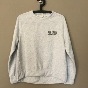 Rae Dunn Heather Grey BLESSED. Sweatshirt Size Small